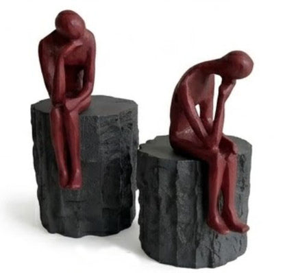 Set di 2 sculture umane del pensatore, scultura umana astratta, arte minimalista della figura umana, scultura d'arte moderna, decorazione dell'uomo pensatore, scultura dell'uomo pensatore, statua dell'uomo pensatore