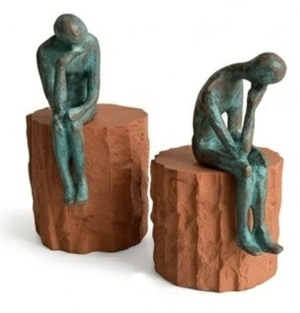 Set di 2 sculture umane del pensatore, scultura umana astratta, arte minimalista della figura umana, scultura d'arte moderna, decorazione dell'uomo pensatore, scultura dell'uomo pensatore, statua dell'uomo pensatore