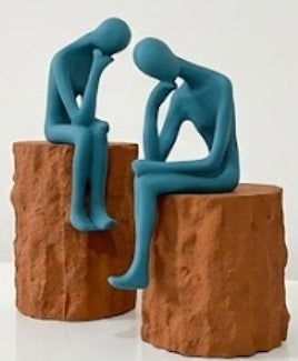 Set di 2 sculture umane del pensatore, scultura umana astratta, arte minimalista della figura umana, scultura d'arte moderna, decorazione dell'uomo pensatore, scultura dell'uomo pensatore, statua dell'uomo pensatore