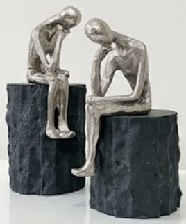 Set di 2 sculture umane del pensatore, scultura umana astratta, arte minimalista della figura umana, scultura d'arte moderna, decorazione dell'uomo pensatore, scultura dell'uomo pensatore, statua dell'uomo pensatore