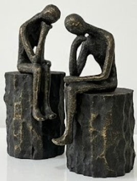 Set di 2 sculture umane del pensatore, scultura umana astratta, arte minimalista della figura umana, scultura d'arte moderna, decorazione dell'uomo pensatore, scultura dell'uomo pensatore, statua dell'uomo pensatore