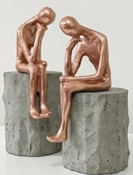Set di 2 sculture umane del pensatore, scultura umana astratta, arte minimalista della figura umana, scultura d'arte moderna, decorazione dell'uomo pensatore, scultura dell'uomo pensatore, statua dell'uomo pensatore