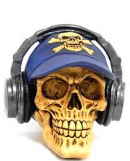 Handmade Skull Decor, Skull Sculpture, Skeleton Head Decor, Gothic Skull Statue, Halloween Skull Statue, Handmade Skull Headphones Statue