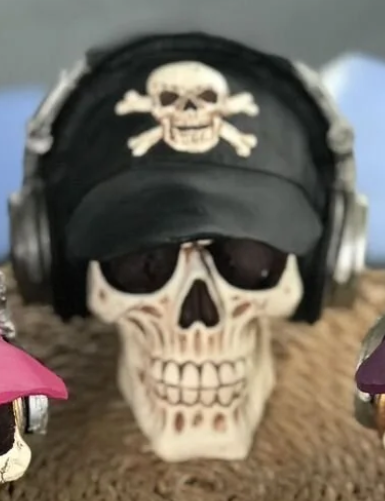 Handmade Skull Decor, Skull Sculpture, Skeleton Head Decor, Gothic Skull Statue, Halloween Skull Statue, Handmade Skull Headphones Statue