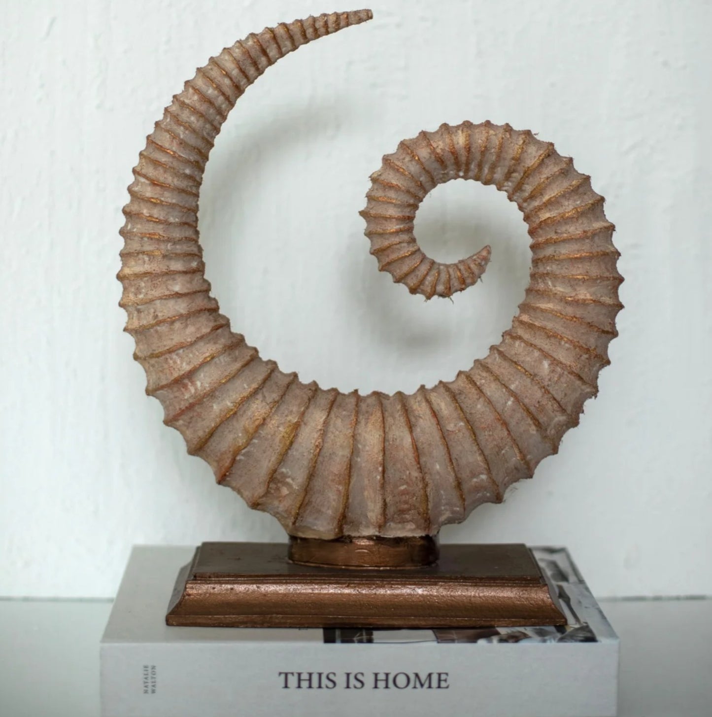 Handmade Fossil Decor Sculpture, Spiral Fossil Art Decor, Sea Shell Statue, Fossil Shell Statue, Modern Fossil Inspired Decor, Fossil Decor