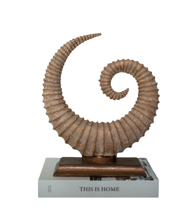 Handmade Fossil Decor Sculpture, Spiral Fossil Art Decor, Sea Shell Statue, Fossil Shell Statue, Modern Fossil Inspired Decor, Fossil Decor