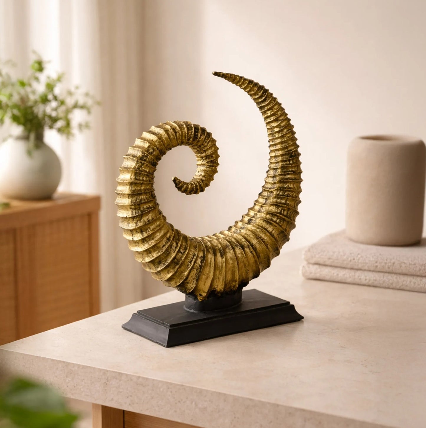 Handmade Fossil Decor Sculpture, Spiral Fossil Art Decor, Sea Shell Statue, Fossil Shell Statue, Modern Fossil Inspired Decor, Fossil Decor