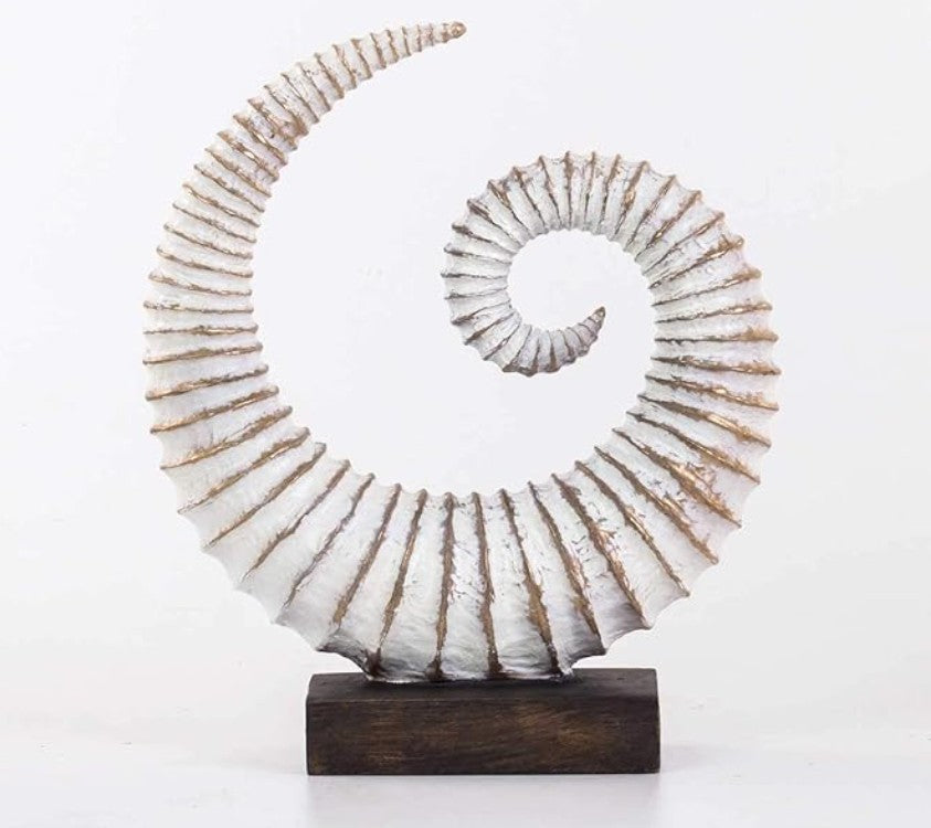 Handmade Fossil Decor Sculpture, Spiral Fossil Art Decor, Sea Shell Statue, Fossil Shell Statue, Modern Fossil Inspired Decor, Fossil Decor
