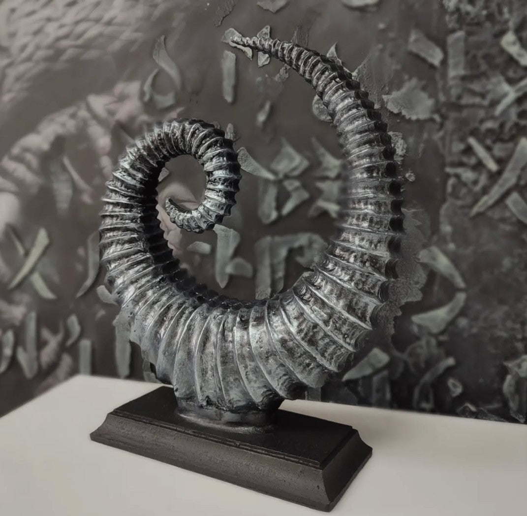 Handmade Fossil Decor Sculpture, Spiral Fossil Art Decor, Sea Shell Statue, Fossil Shell Statue, Modern Fossil Inspired Decor, Fossil Decor