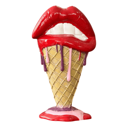 Handmade 3D Lips Statue, Modern Lips Ice Cream Sculpture, Colorful Pop Art Decor