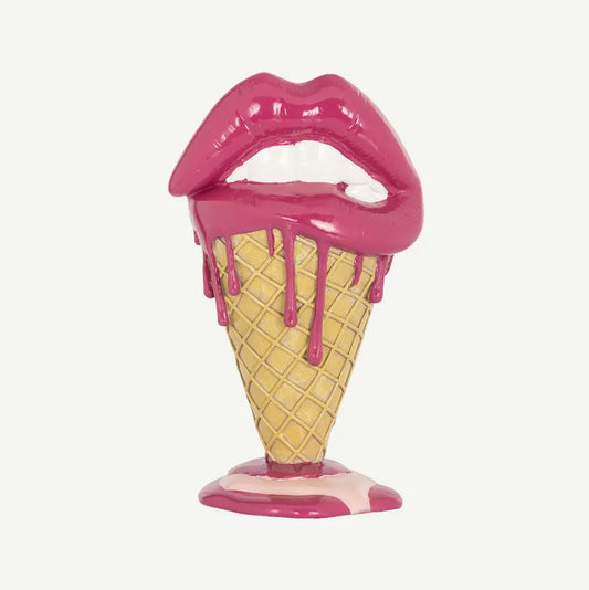 Handmade 3D Lips Statue, Modern Lips Ice Cream Sculpture, Colorful Pop Art Decor