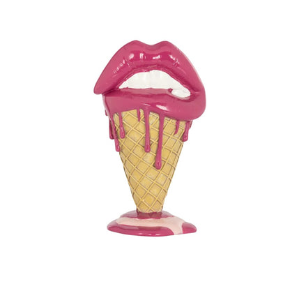 Handmade 3D Lips Statue, Modern Lips Ice Cream Sculpture, Colorful Pop Art Decor
