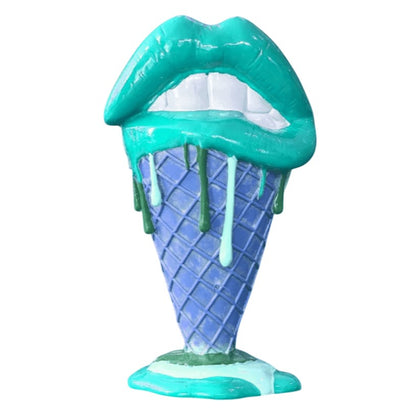 Handmade 3D Lips Statue, Modern Lips Ice Cream Sculpture, Colorful Pop Art Decor