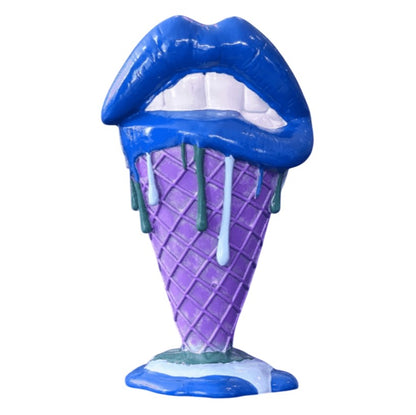 Handmade 3D Lips Statue, Modern Lips Ice Cream Sculpture, Colorful Pop Art Decor