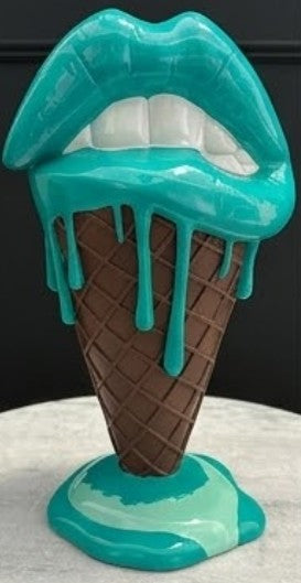Handmade 3D Lips Statue, Modern Lips Ice Cream Sculpture, Colorful Pop Art Decor