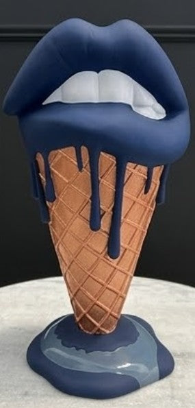 Handmade 3D Lips Statue, Modern Lips Ice Cream Sculpture, Colorful Pop Art Decor