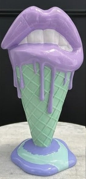 Handmade 3D Lips Statue, Modern Lips Ice Cream Sculpture, Colorful Pop Art Decor
