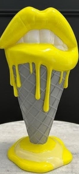 Handmade 3D Lips Statue, Modern Lips Ice Cream Sculpture, Colorful Pop Art Decor