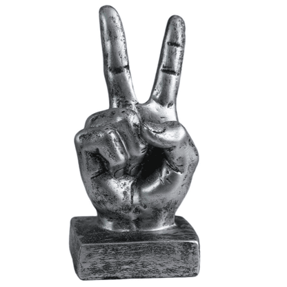 Handmade Peace Sign Decor, Victory Hand Sculpture, Modern Hand Art Figurine