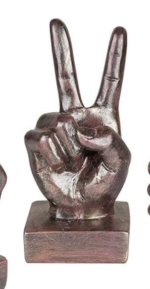 Handmade Peace Sign Decor, Victory Hand Sculpture, Modern Hand Art Figurine