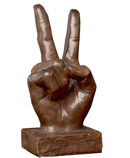 Handmade Peace Sign Decor, Victory Hand Sculpture, Modern Hand Art Figurine