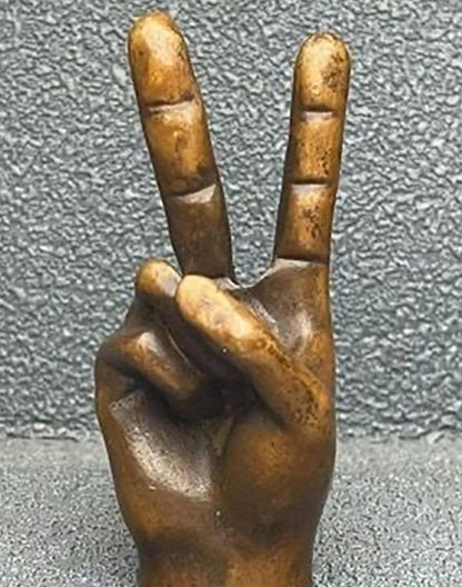 Handmade Peace Sign Decor, Victory Hand Sculpture, Modern Hand Art Figurine