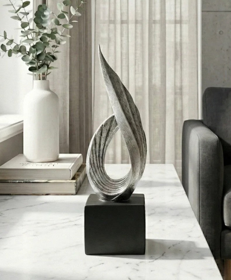 Handmade Abstract Wing Sculpture, Gold Black Modern Decor, Polyester Statue, Elegant Artistic Home Decor