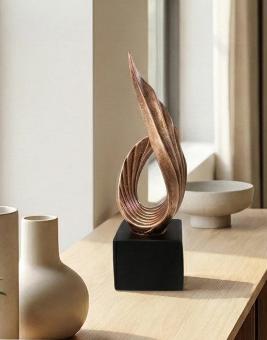 Handmade Abstract Wing Sculpture, Gold Black Modern Decor, Polyester Statue, Elegant Artistic Home Decor