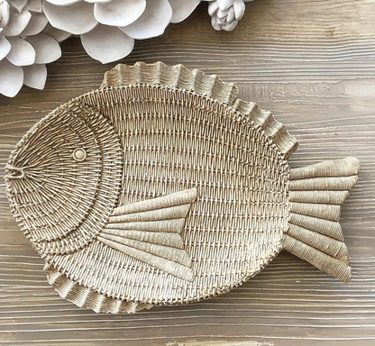 Fish Shaped Decorative Tray, Nautical Theme Fish Tray, Coastal Style Fish Shaped Tray, Unique Fish Serving Tray, Handcrafted Style Fish Tray