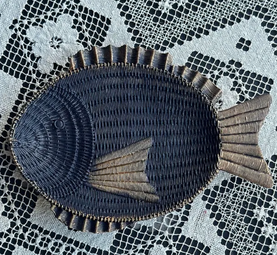 Fish Shaped Decorative Tray, Nautical Theme Fish Tray, Coastal Style Fish Shaped Tray, Unique Fish Serving Tray, Handcrafted Style Fish Tray