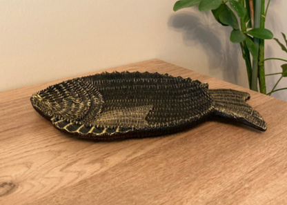 Fish Shaped Decorative Tray, Nautical Theme Fish Tray, Coastal Style Fish Shaped Tray, Unique Fish Serving Tray, Handcrafted Style Fish Tray