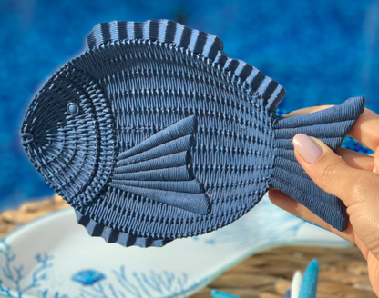 Fish Shaped Decorative Tray, Nautical Theme Fish Tray, Coastal Style Fish Shaped Tray, Unique Fish Serving Tray, Handcrafted Style Fish Tray
