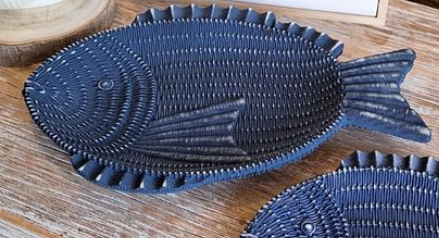 Fish Shaped Decorative Tray, Nautical Theme Fish Tray, Coastal Style Fish Shaped Tray, Unique Fish Serving Tray, Handcrafted Style Fish Tray