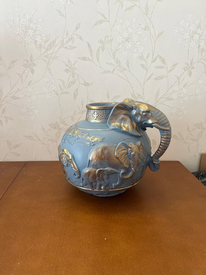 Elephant Vase, Handcrafted Safari Decor, Wildlife Art Decor, Elephant Handle Vase, Exotic Home Decor, Elephant Vase Decor, African Vase, Wildlife Vase