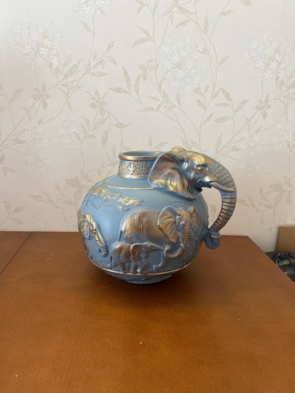 Elephant Vase, Handcrafted Safari Decor, Wildlife Art Decor, Elephant Handle Vase, Exotic Home Decor, Elephant Vase Decor, African Vase, Wildlife Vase