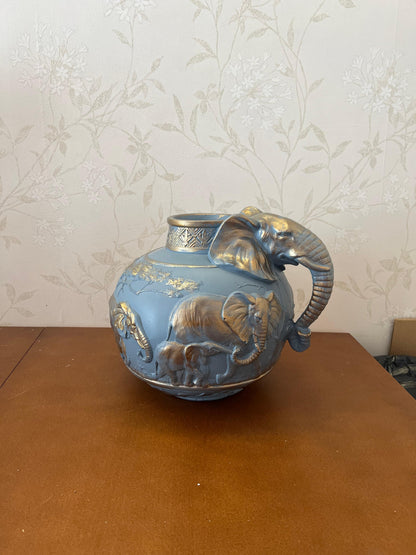 Elephant Vase, Handcrafted Safari Decor, Wildlife Art Decor, Elephant Handle Vase, Exotic Home Decor, Elephant Vase Decor, African Vase, Wildlife Vase