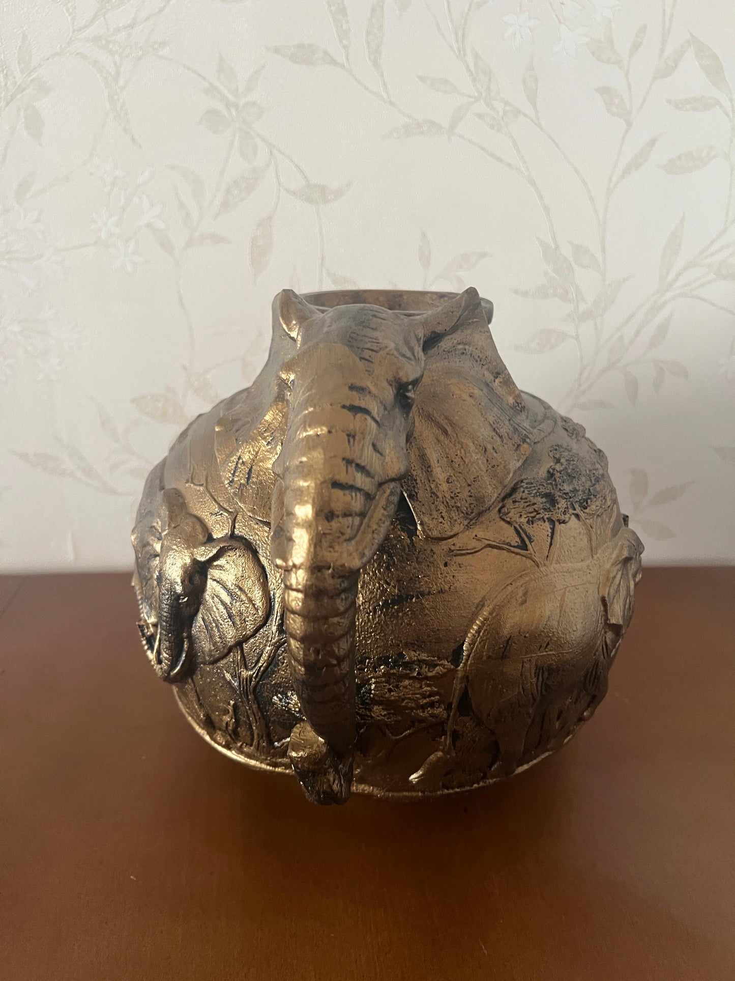 Elephant Vase, Handcrafted Safari Decor, Wildlife Art Decor, Elephant Handle Vase, Exotic Home Decor, Elephant Vase Decor, African Vase, Wildlife Vase