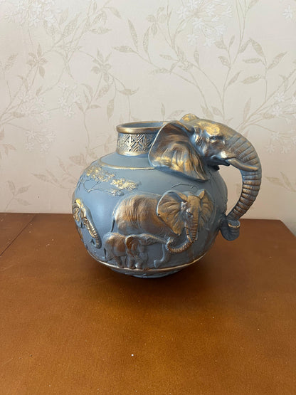 Elephant Vase, Handcrafted Safari Decor, Wildlife Art Decor, Elephant Handle Vase, Exotic Home Decor, Elephant Vase Decor, African Vase, Wildlife Vase