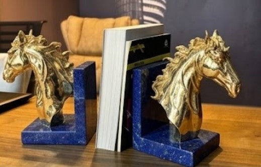 Elegant Horse Bookends, Horse Bookends Decor, Horse Head Bookshelf Decor, Stylish Bookends Gift, Polyester Bookend Set,Horse Statue Bookends