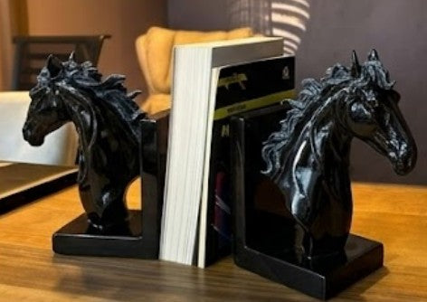 Elegant Horse Bookends, Horse Bookends Decor, Horse Head Bookshelf Decor, Stylish Bookends Gift, Polyester Bookend Set,Horse Statue Bookends