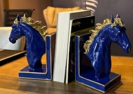 Elegant Horse Bookends, Horse Bookends Decor, Horse Head Bookshelf Decor, Stylish Bookends Gift, Polyester Bookend Set,Horse Statue Bookends