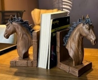 Elegant Horse Bookends, Horse Bookends Decor, Horse Head Bookshelf Decor, Stylish Bookends Gift, Polyester Bookend Set,Horse Statue Bookends
