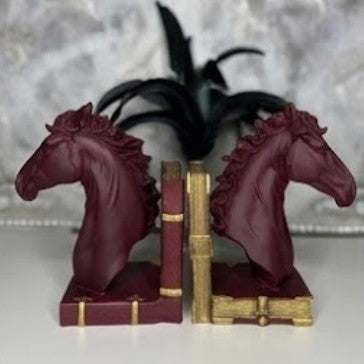 Elegant Horse Bookends, Horse Bookends Decor, Horse Head Bookshelf Decor, Stylish Bookends Gift, Polyester Bookend Set,Horse Statue Bookends