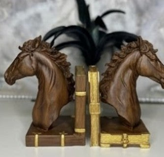 Elegant Horse Bookends, Horse Bookends Decor, Horse Head Bookshelf Decor, Stylish Bookends Gift, Polyester Bookend Set,Horse Statue Bookends
