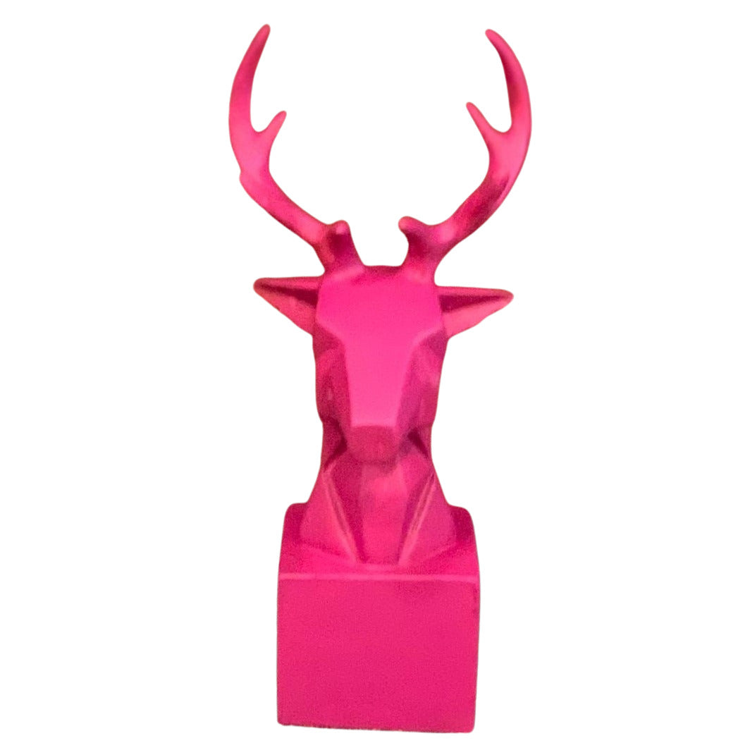 Cubic Deer Head Sculpture, Geometric Deer Statue, Minimalist Cubic Deer Figurine, Modern Abstract Deer Statue, Polyester Cubic Deer Statue