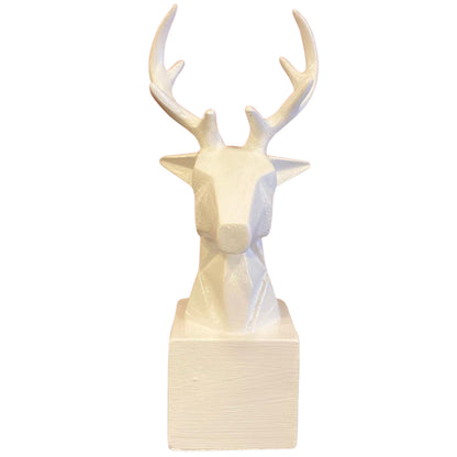 Cubic Deer Head Sculpture, Geometric Deer Statue, Minimalist Cubic Deer Figurine, Modern Abstract Deer Statue, Polyester Cubic Deer Statue