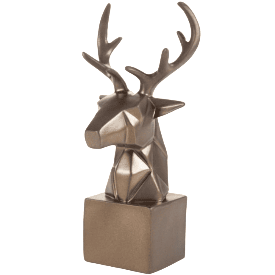 Cubic Deer Head Sculpture, Geometric Deer Statue, Minimalist Cubic Deer Figurine, Modern Abstract Deer Statue, Polyester Cubic Deer Statue