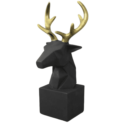 Cubic Deer Head Sculpture, Geometric Deer Statue, Minimalist Cubic Deer Figurine, Modern Abstract Deer Statue, Polyester Cubic Deer Statue