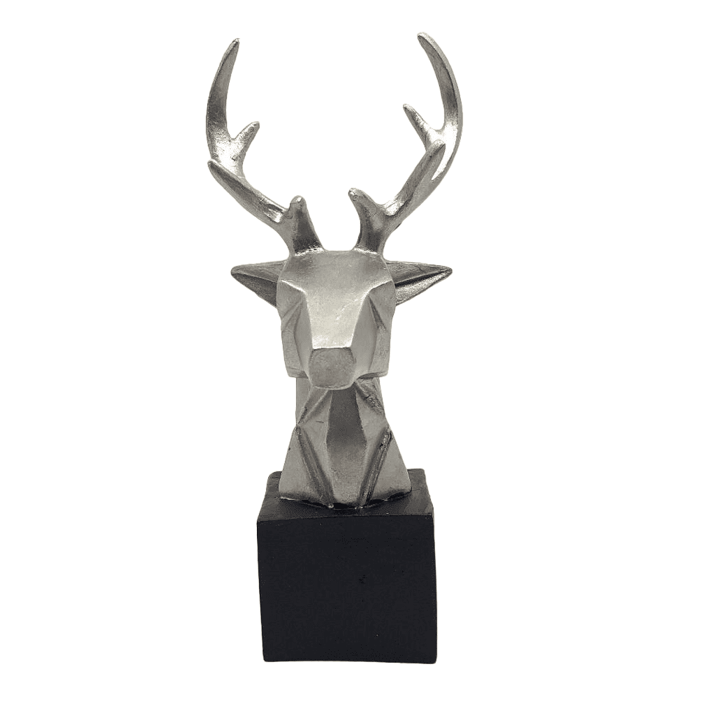 Cubic Deer Head Sculpture, Geometric Deer Statue, Minimalist Cubic Deer Figurine, Modern Abstract Deer Statue, Polyester Cubic Deer Statue