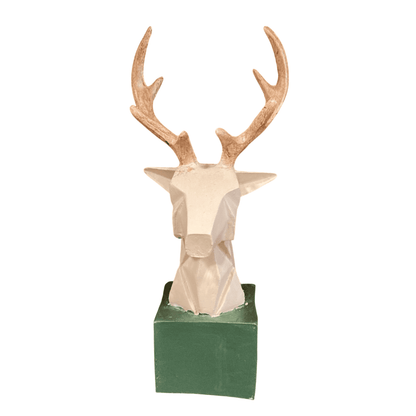 Cubic Deer Head Sculpture, Geometric Deer Statue, Minimalist Cubic Deer Figurine, Modern Abstract Deer Statue, Polyester Cubic Deer Statue